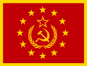Communist flag with Golden Border of Unity